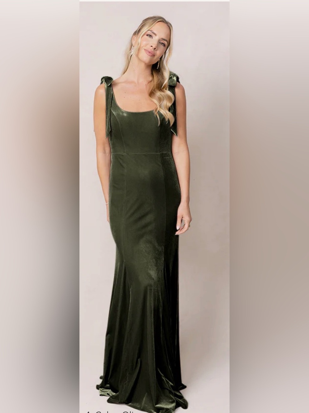 Revelry Olive Velvet Tie-Shoulder Maxi Dress